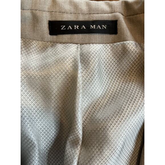 Zara Man‎ Men's Blazer Size 38 Lt Gray Classic Fit w/Shoulder Pads Inner Pockets - Picture 10 of 10